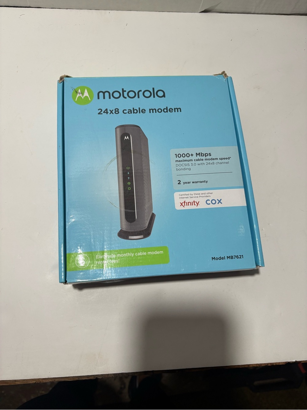 Motorola Black and Light Blue 24x8 Cable Modem Box